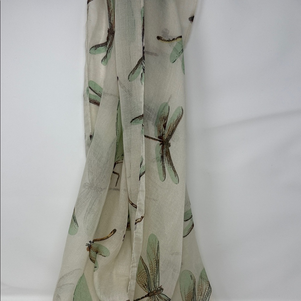 Women’s Vintage Beige Dragonfly Scarf 70x20” - Picture 6 of 6